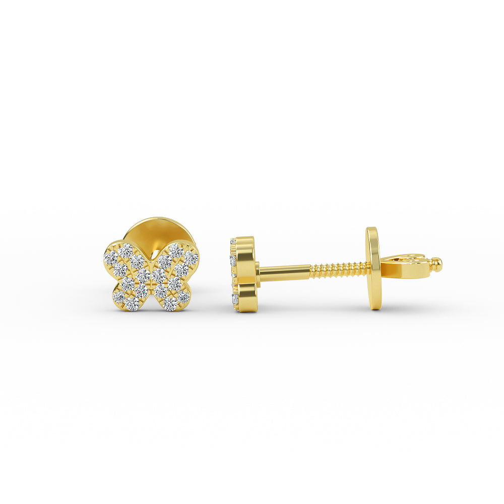 14K Solid Gold Diamond Butterfly Earrings - Earring Shop online from Artisan Brands
