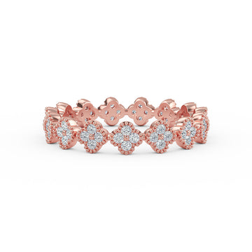 Elyssa Jewelry 14K Solid Gold Eternity Diamond Clover Wedding Band - Rose / 3 - ring Zengoda Shop online from Artisan