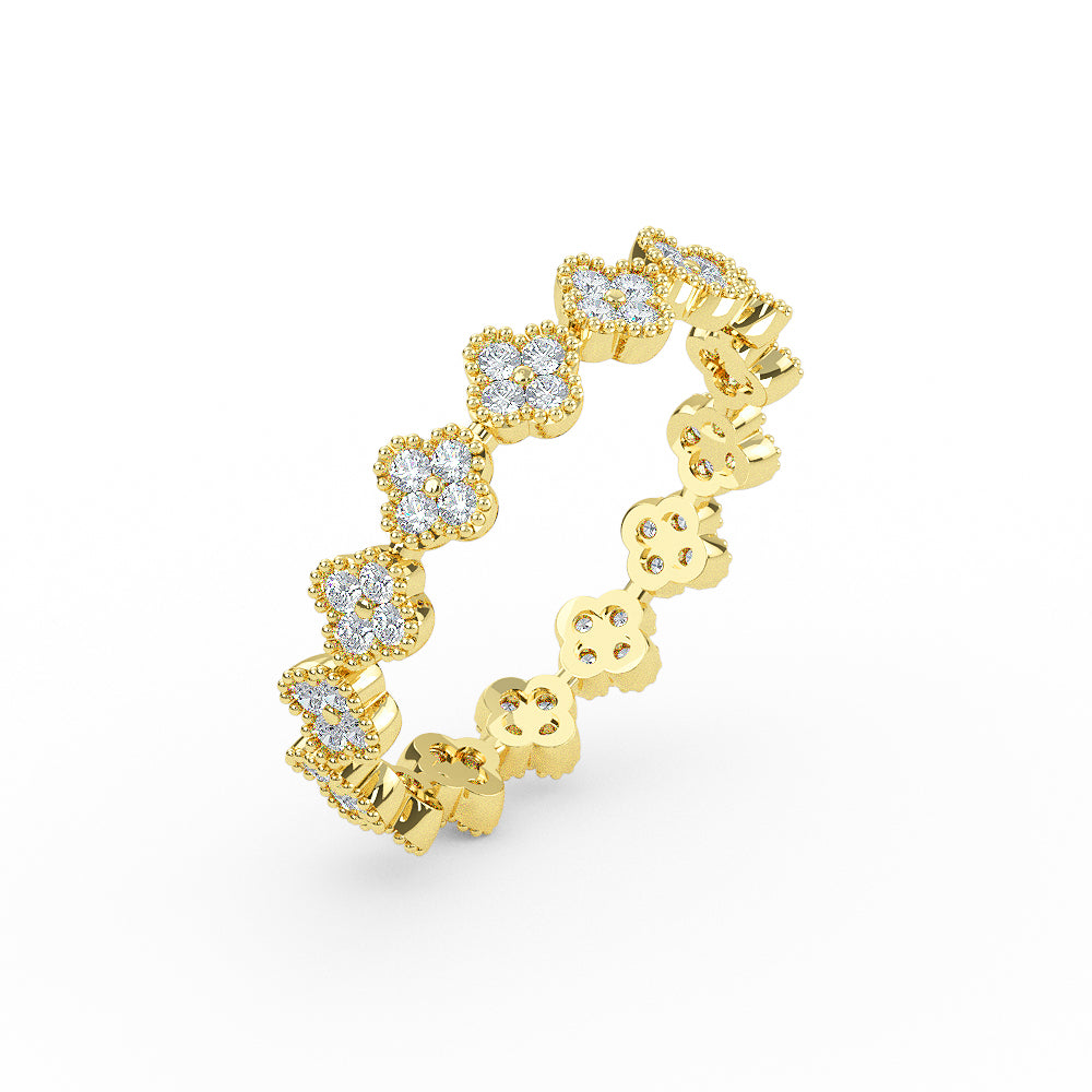 Elyssa Jewelry 14K Solid Gold Eternity Diamond Clover Wedding Band - Rose / 3 - ring Zengoda Shop online from Artisan