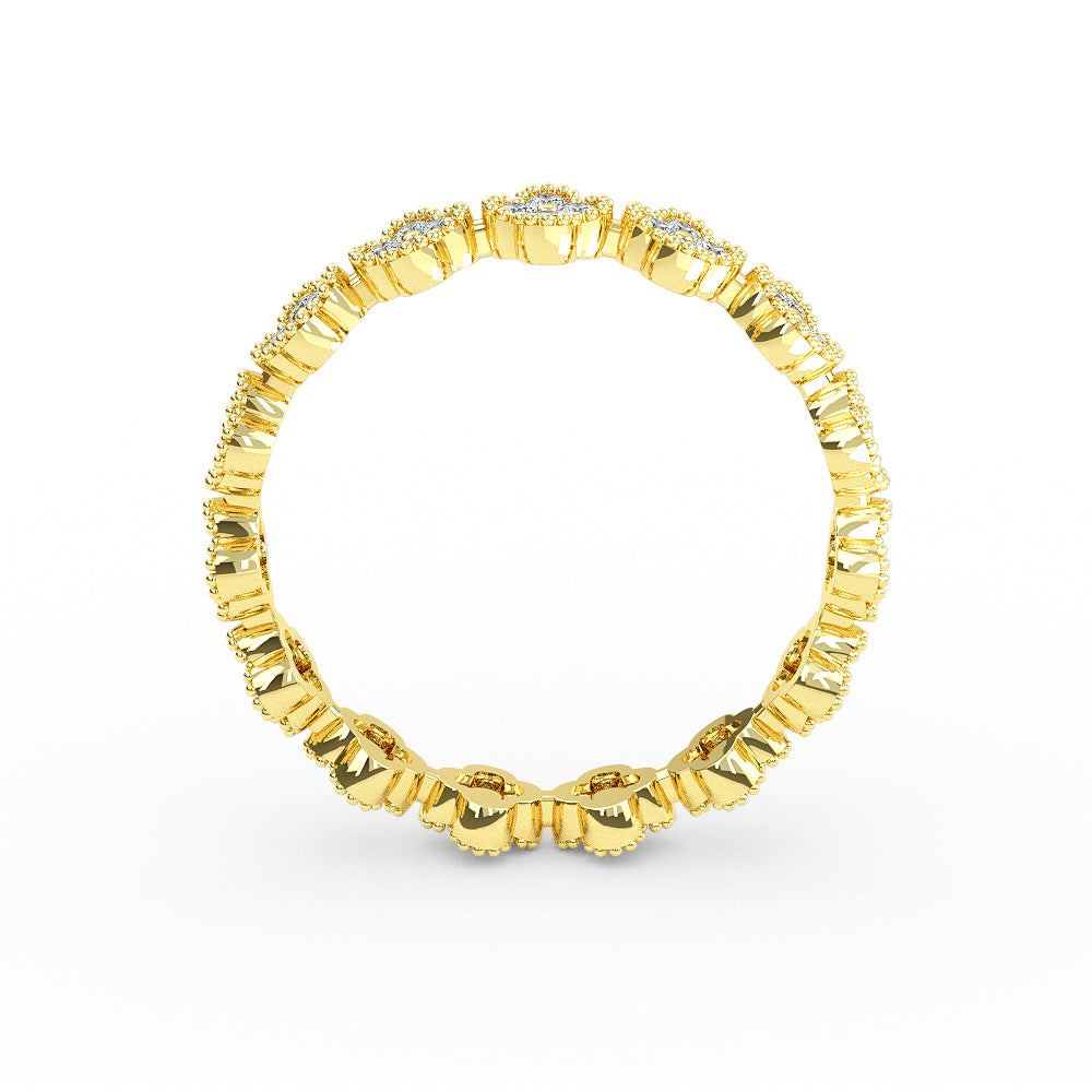 Elyssa Jewelry 14K Solid Gold Eternity Diamond Clover Wedding Band - ring Zengoda Shop online from Artisan Brands