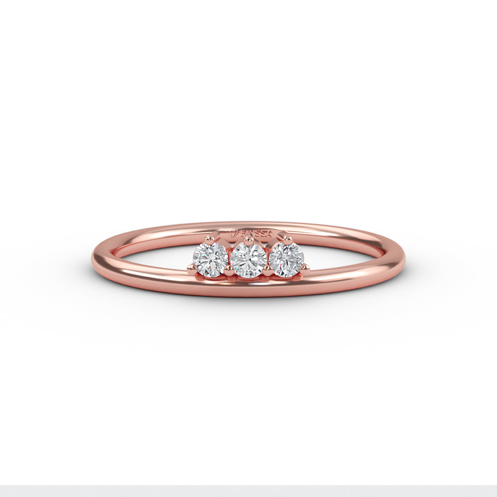Triple Diamond Gold Ring - 14K Rose / 3 Shop online from Artisan Brands
