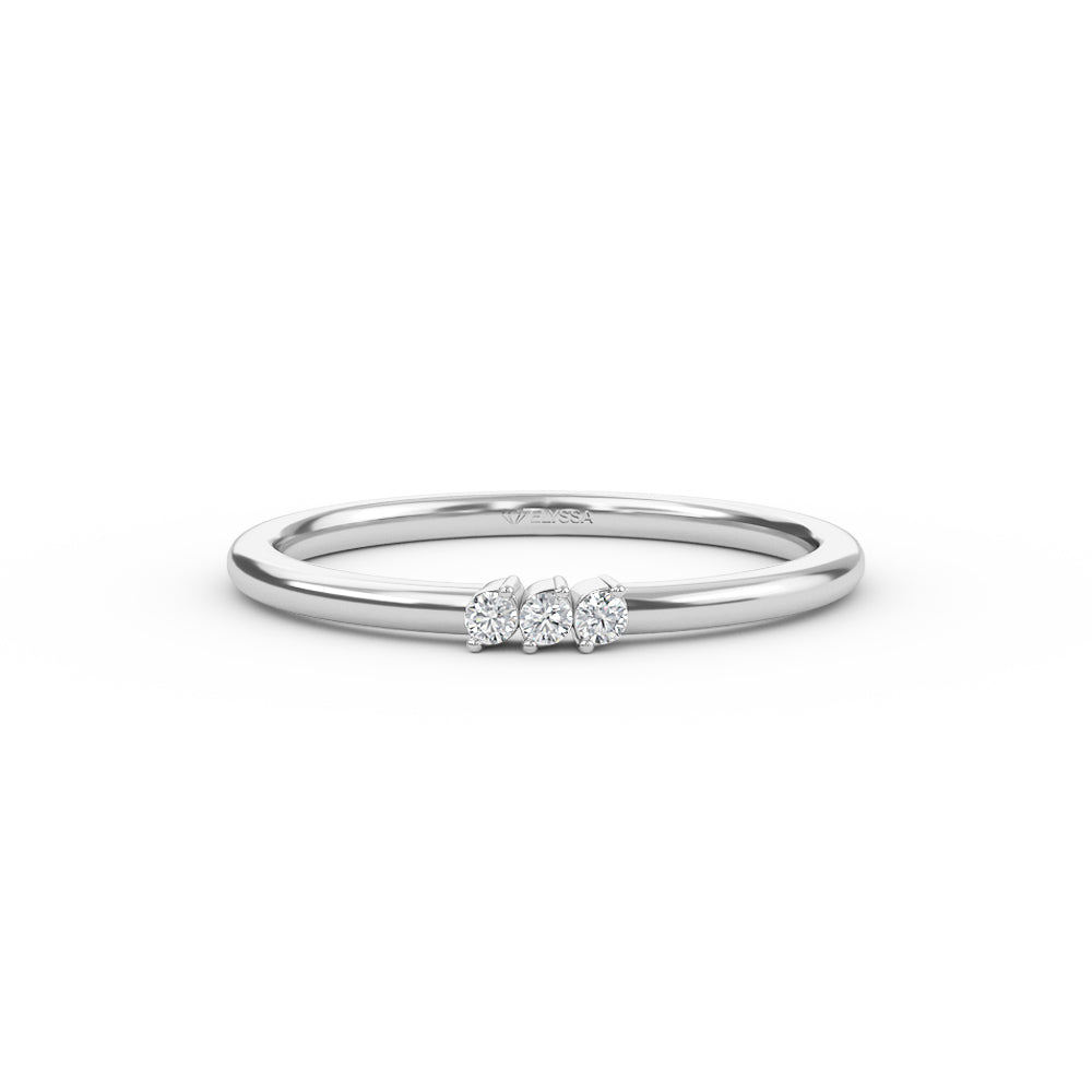 Triple Stone Diamond Wedding Band in 14K Yellow Gold - White / 3 Shop online from Artisan Brands