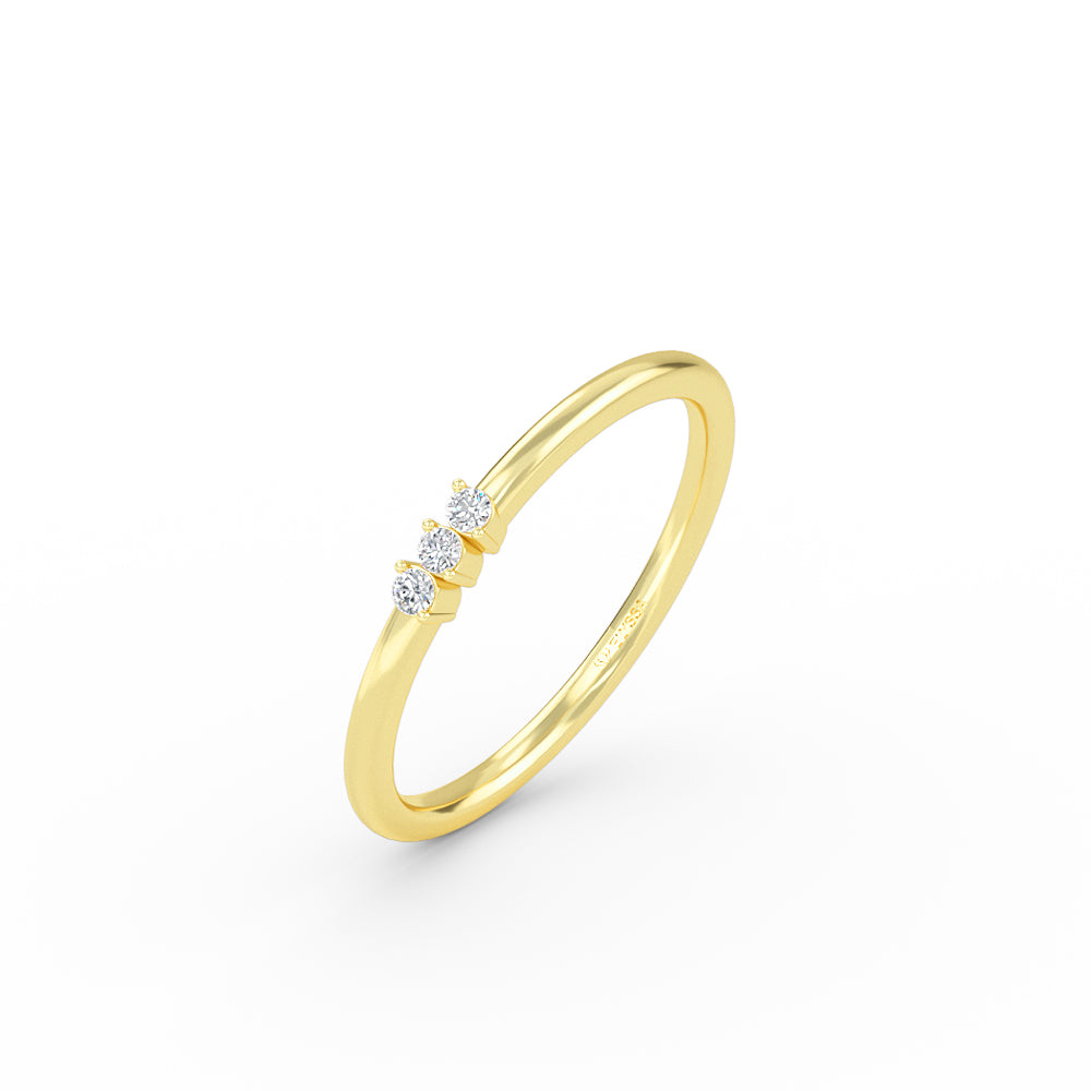 Triple Stone Diamond Wedding Band in 14K Yellow Gold - Yellow / 3 Shop online from Artisan Brands