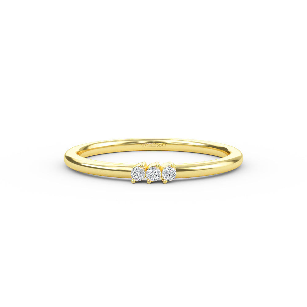Triple Stone Diamond Wedding Band in 14K Yellow Gold - Yellow / 3 Shop online from Artisan Brands