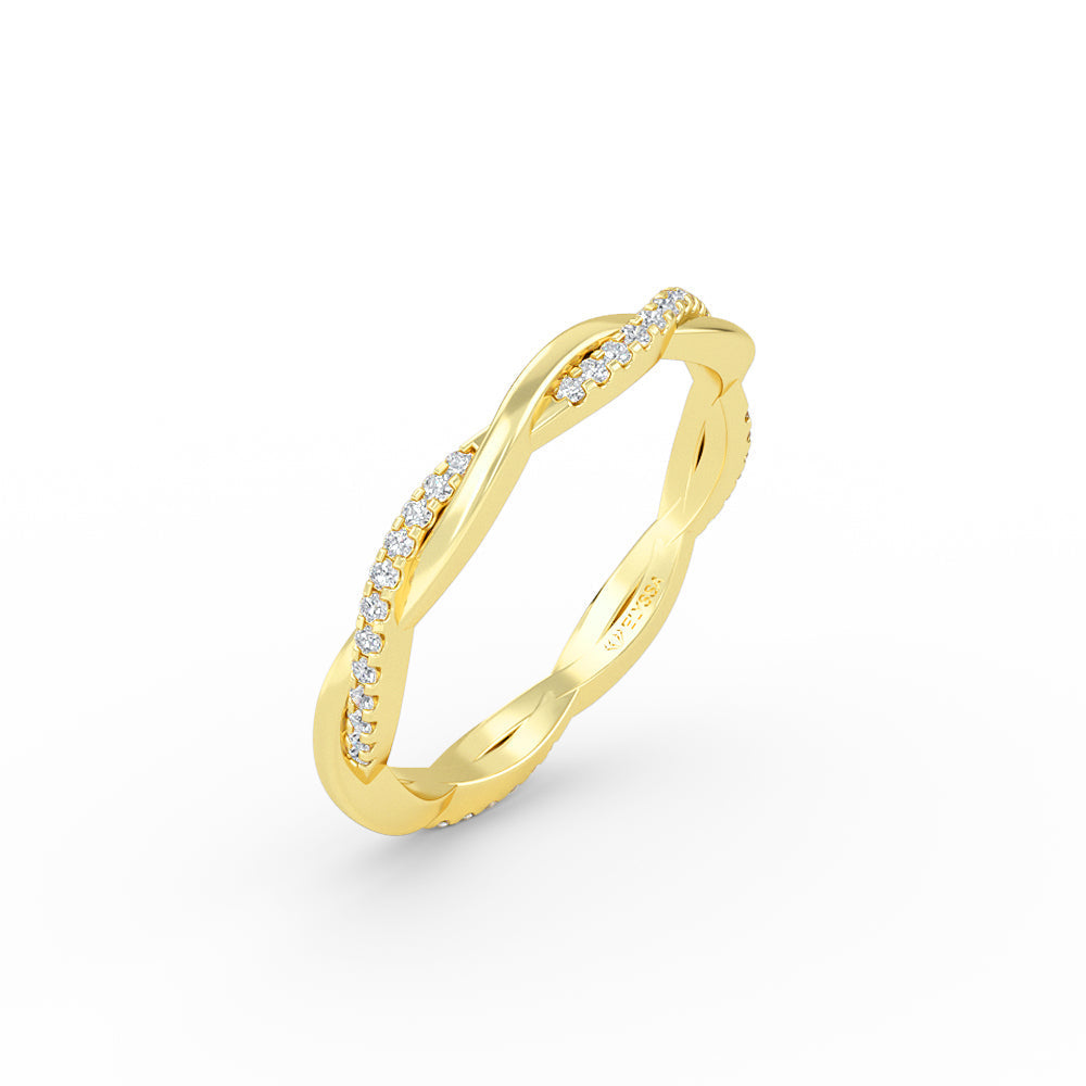 Twisted Diamond Wedding Ring in 14K Yellow Gold - Yellow / 3 Shop online from Artisan Brands