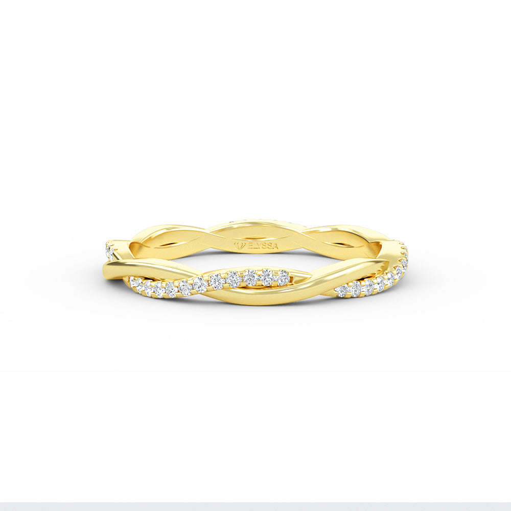 Twisted Diamond Wedding Ring in 14K Yellow Gold - Yellow / 3 Shop online from Artisan Brands