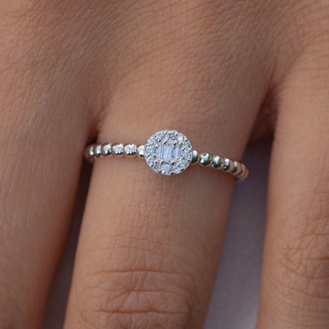 14K White Gold Baguette and Round Diamond Ring Shop online from Artisan Brands