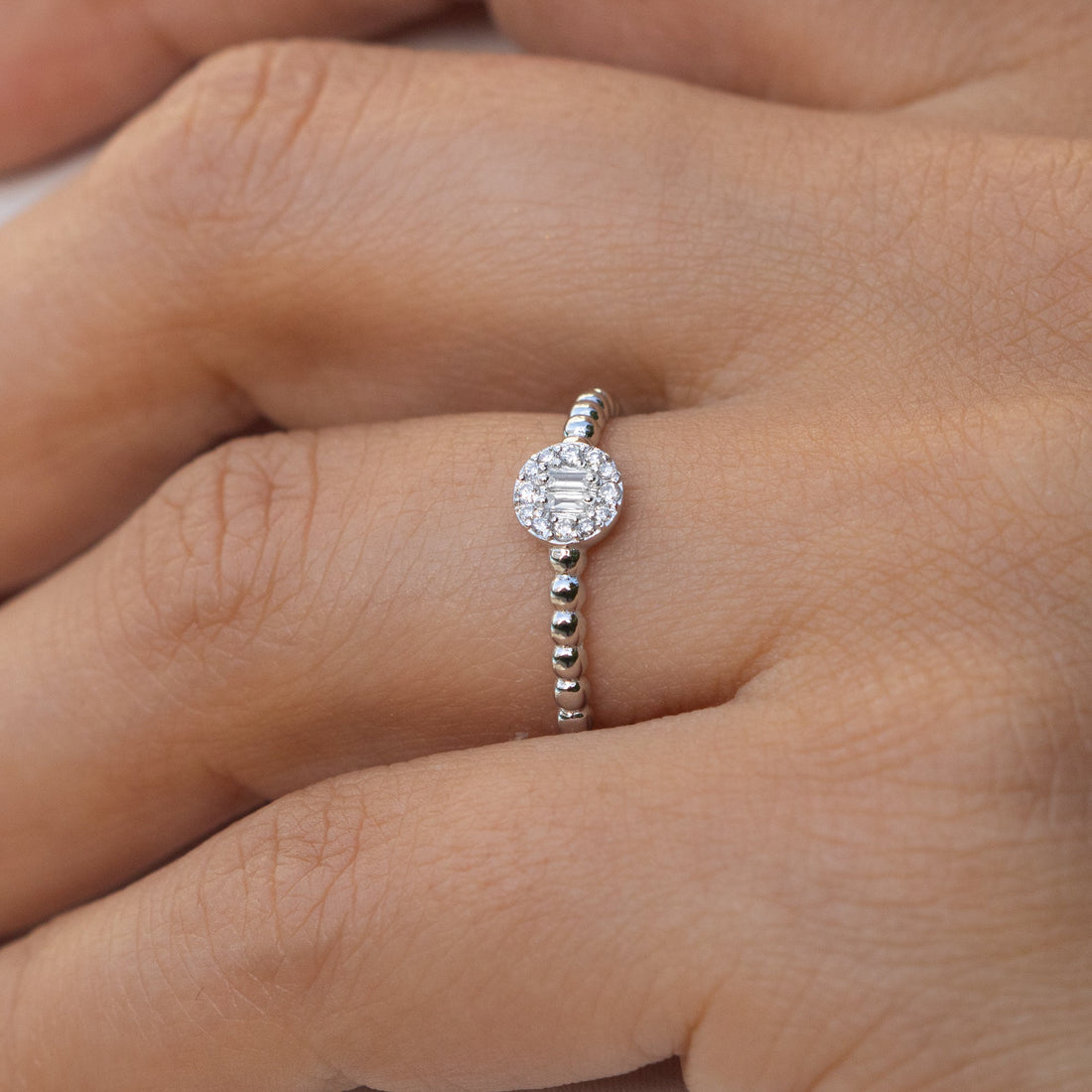  14K White Gold Baguette and Round Diamond Ring Shop online from Artisan Brands