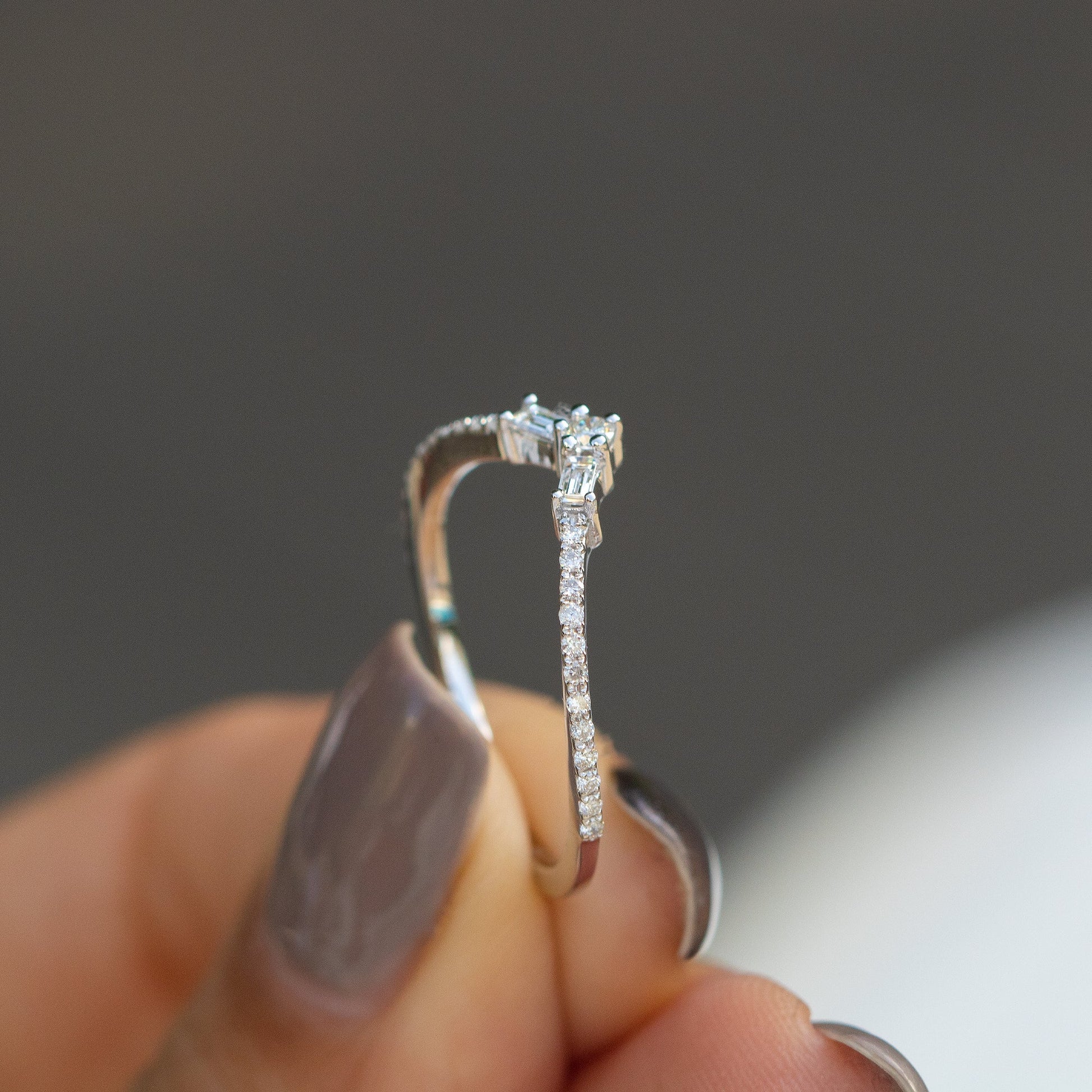 14K White Gold Diamond Chevron Ring Shop online from Artisan Brands