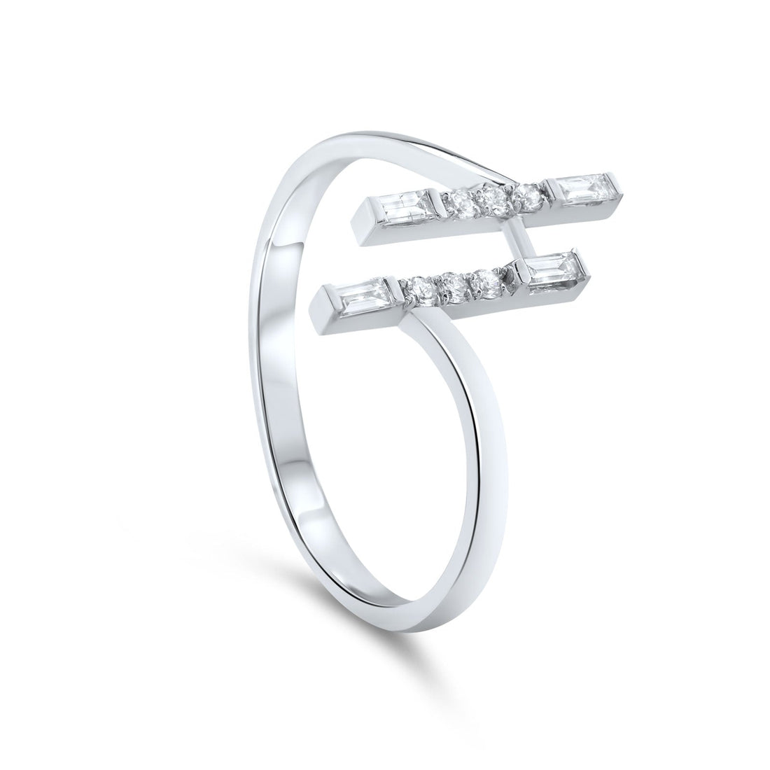  14K White Gold Double T Bar Ring - Diamond ring Shop online from Artisan Brands