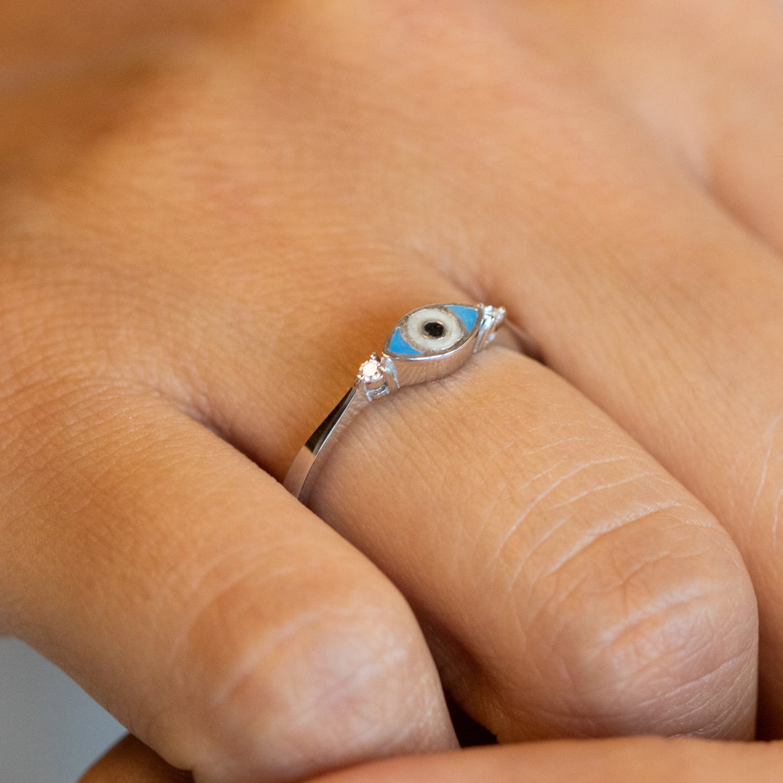 14K White Gold Evil Eye Diamond Ring Shop online from Artisan Brands