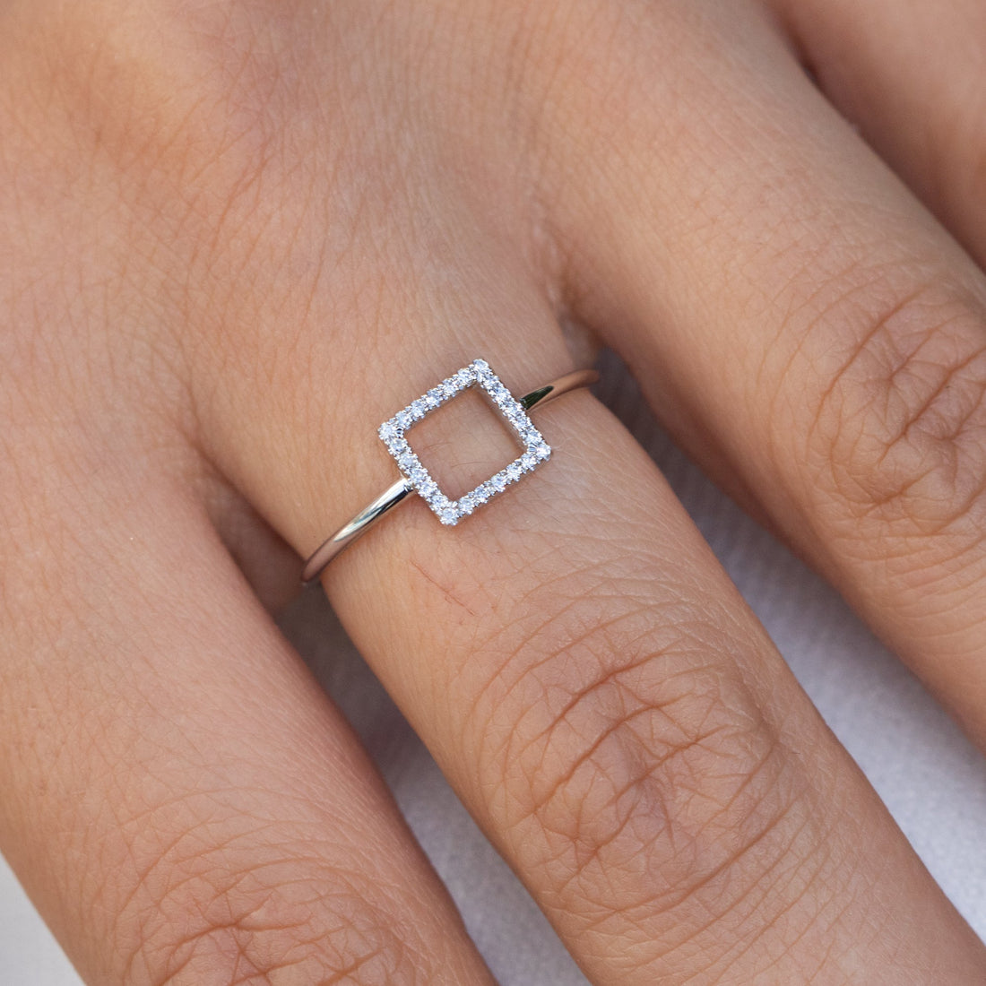 14K White Gold Pave Geometric Diamond Ring Shop online from Artisan Brands