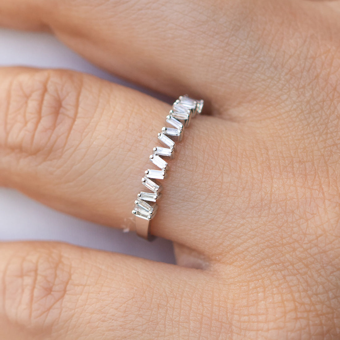 14K White Gold Stackable Baguette Diamond Ring - Diamond ring Shop online from Artisan Brands
