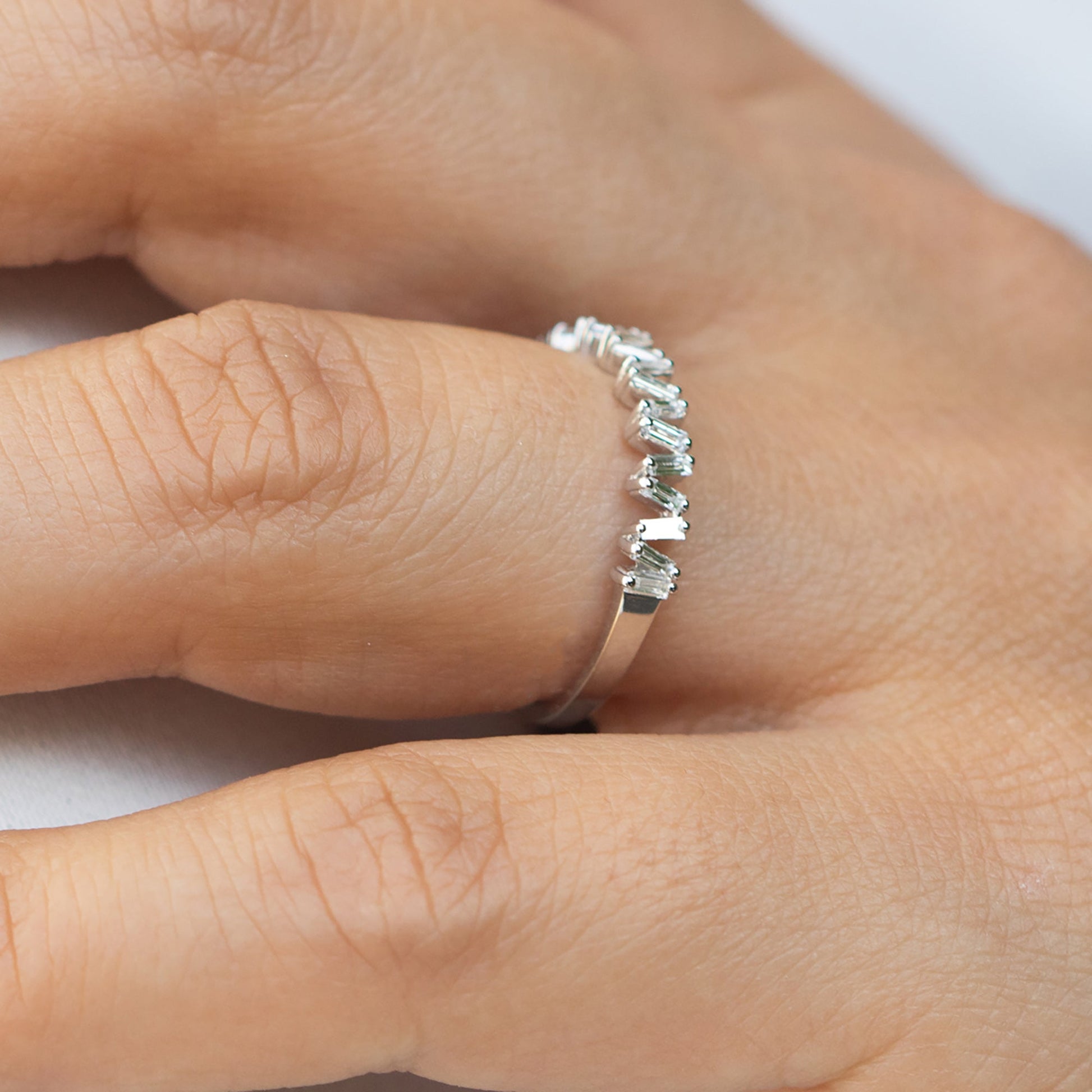 14K White Gold Stackable Baguette Diamond Ring - Diamond ring Shop online from Artisan Brands