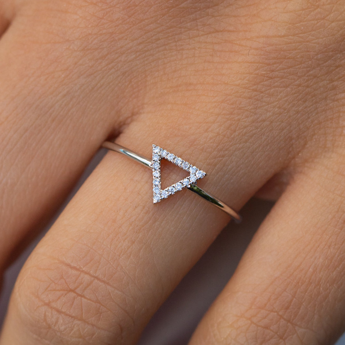 14K White Gold Triangle Geometric Ring - Diamond ring Shop online from Artisan Brands