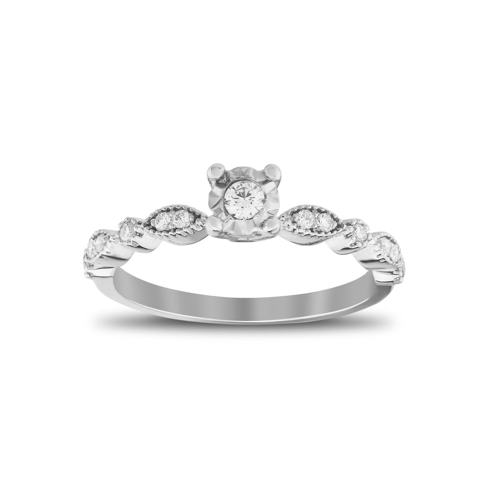 14K White Gold Unique Round Diamond Wedding Band Shop online from Artisan Brands