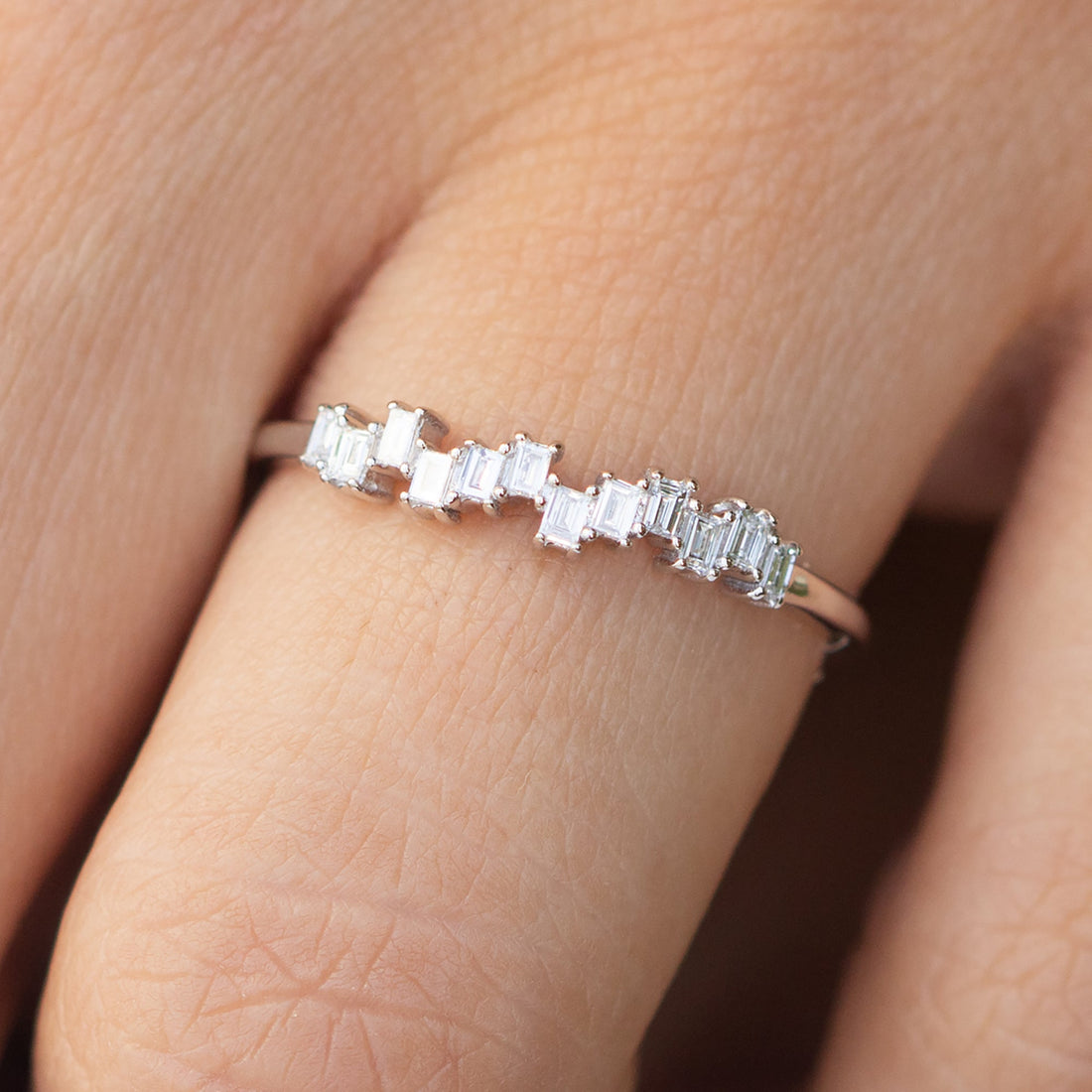14K White Gold Zigzag Baguette Diamond Ring Shop online from Artisan Brands