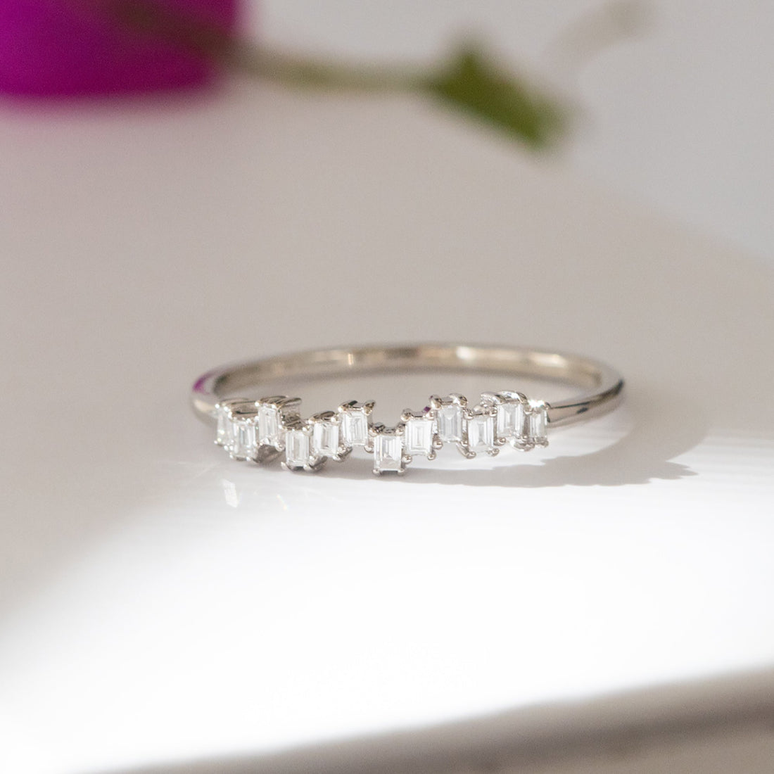 14K White Gold Zigzag Baguette Diamond Ring Shop online from Artisan Brands