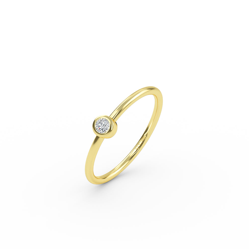 Yellow Gold Diamond Solitaire Ring - 3 / 0.03ct Shop online from Artisan Brands