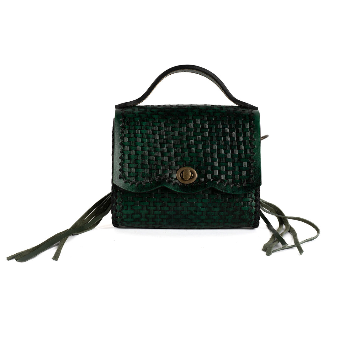 Belinda Leather Carved & Crafted Hand Bag - Green - Handbags Zengoda Shop online from Artisan Brands
