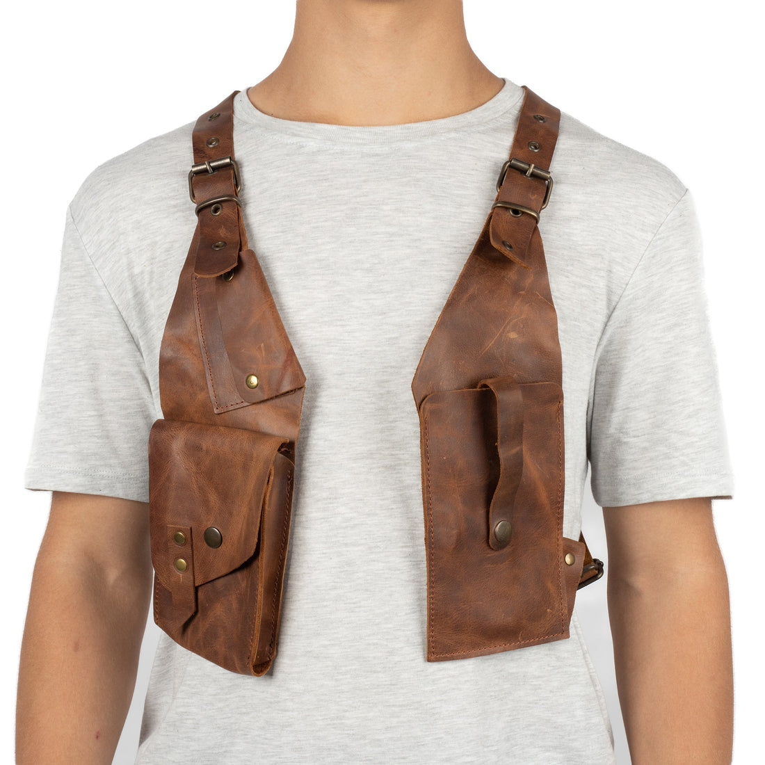 Capella Brown Shoulder Leather Holster With Pocket - Zengoda Shop online from Artisan Brands