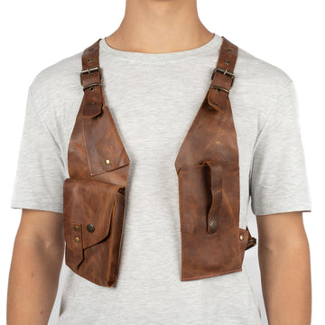 Capella Brown Shoulder Leather Holster With Pocket - Zengoda Shop online from Artisan Brands