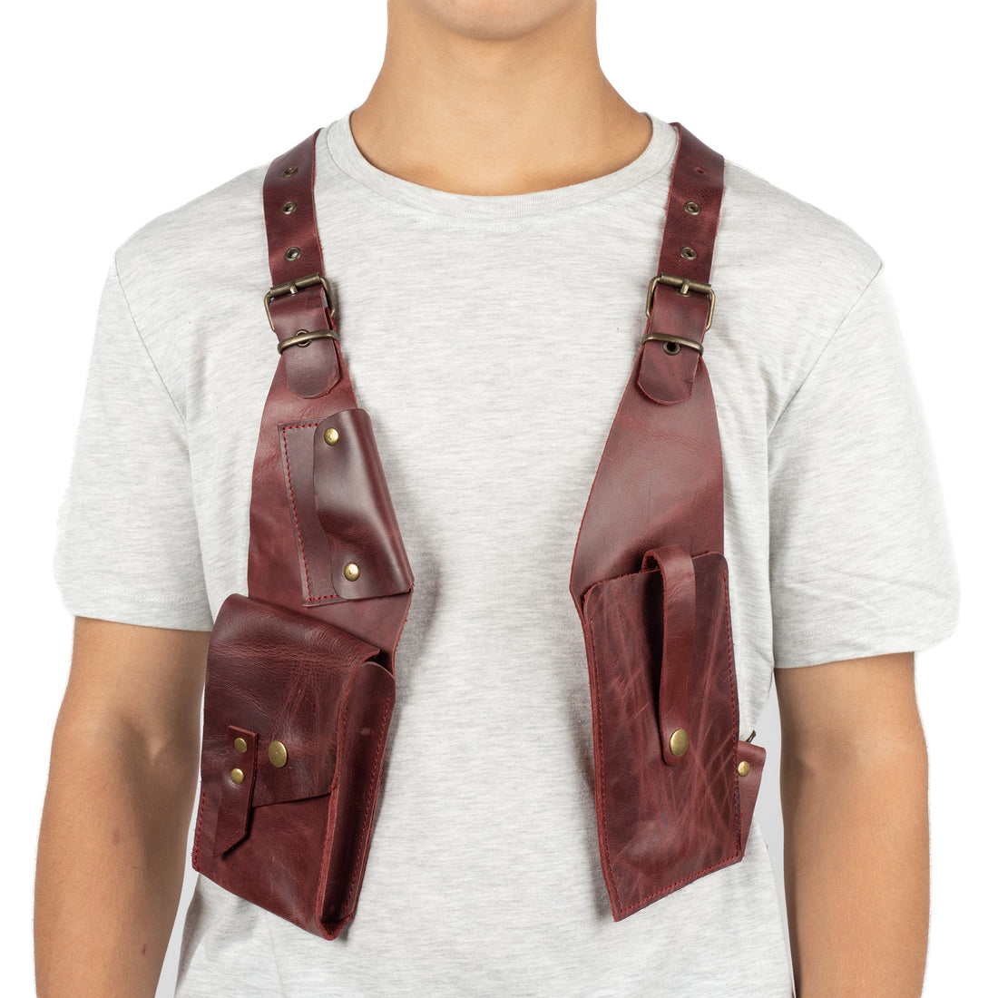 Capella Red Shoulder Leather Holster With Pocket - Zengoda Shop online from Artisan Brands