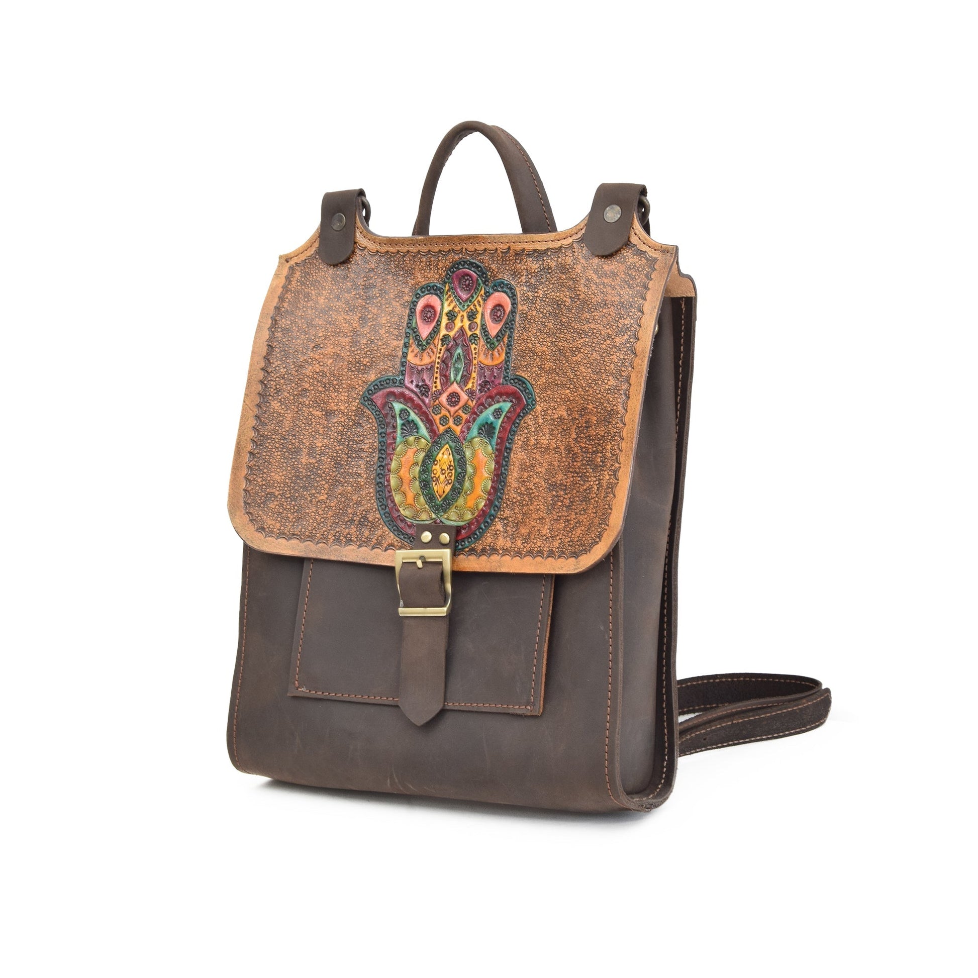 Elloda Brown Leather Backpacks - Zengoda Shop online from Artisan Brands