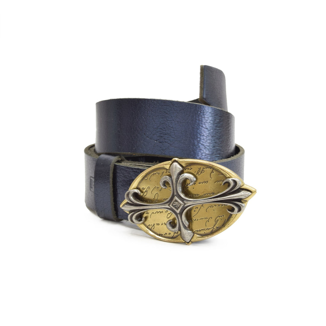 Jocunda Leather Belt Blue with Changeable Buckle - 80 - Belts Zengoda Shop online from Artisan Brands