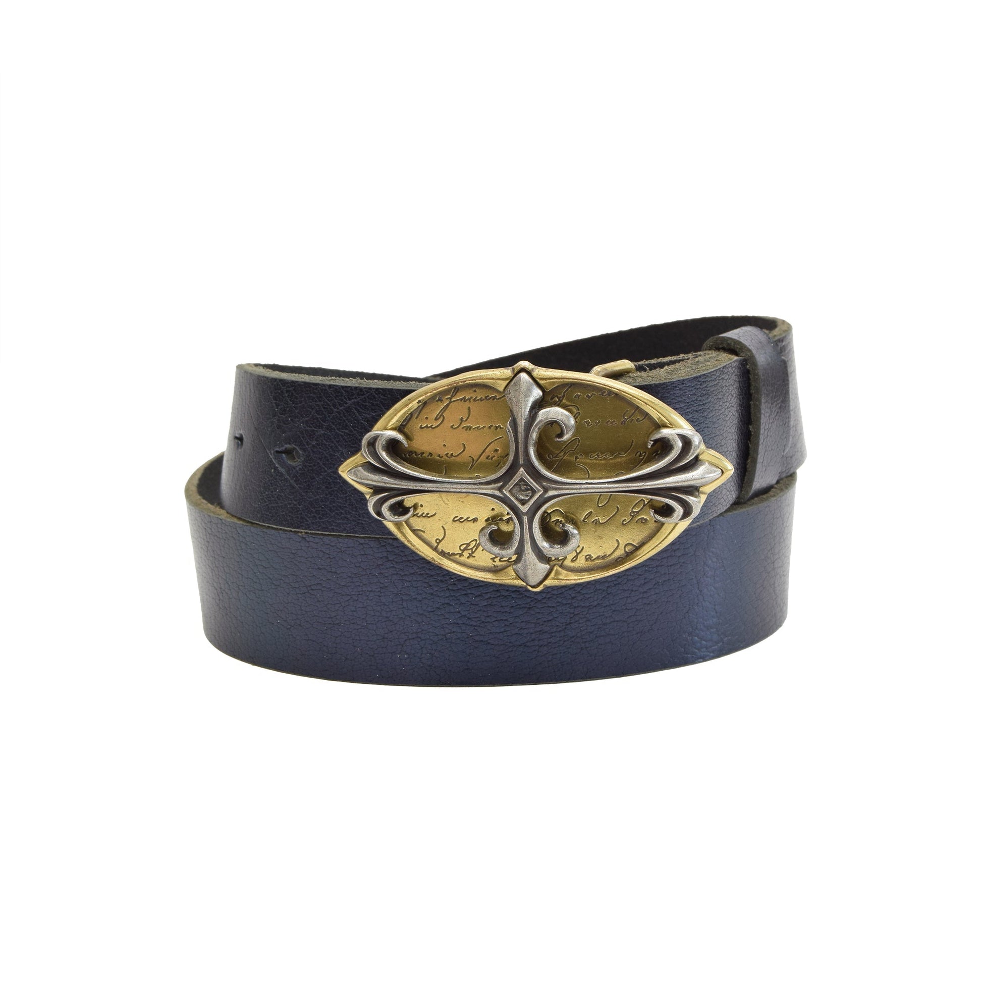 Jocunda Leather Belt Blue with Changeable Buckle - Belts Zengoda Shop online from Artisan Brands