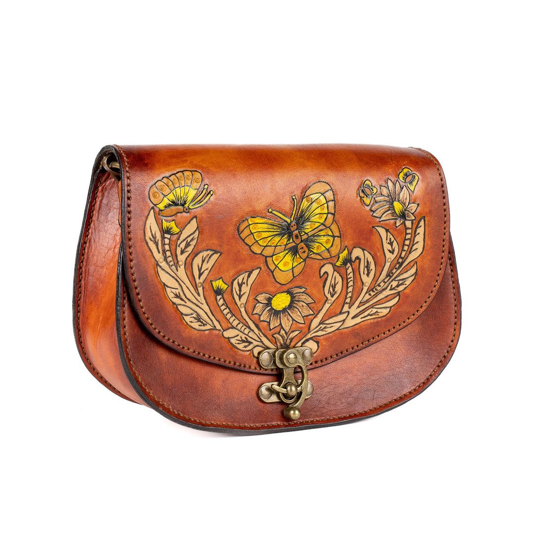 Kilidos Leather Carved & Crafted Hand Bag - Tan - Handbags Zengoda Shop online from Artisan Brands