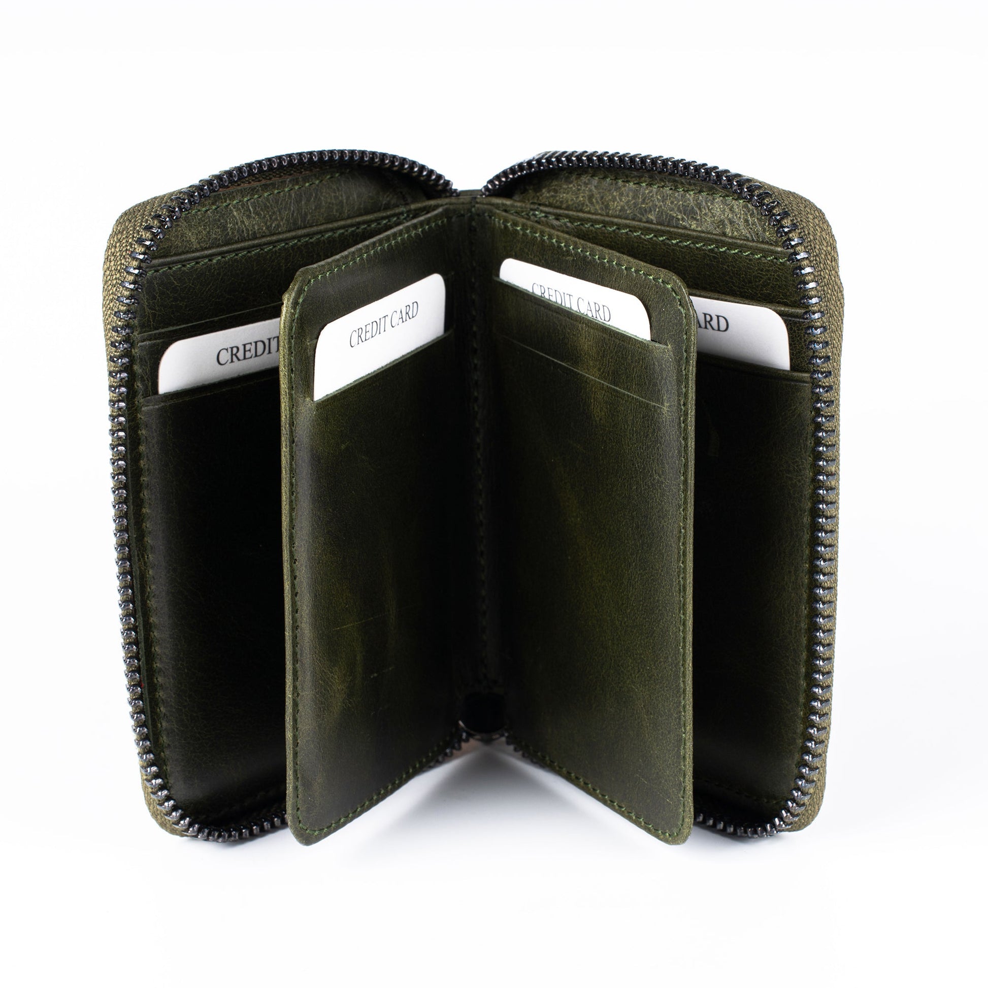 Kyble Leather Card Holder - Green - Wallets Zengoda Shop online from Artisan Brands
