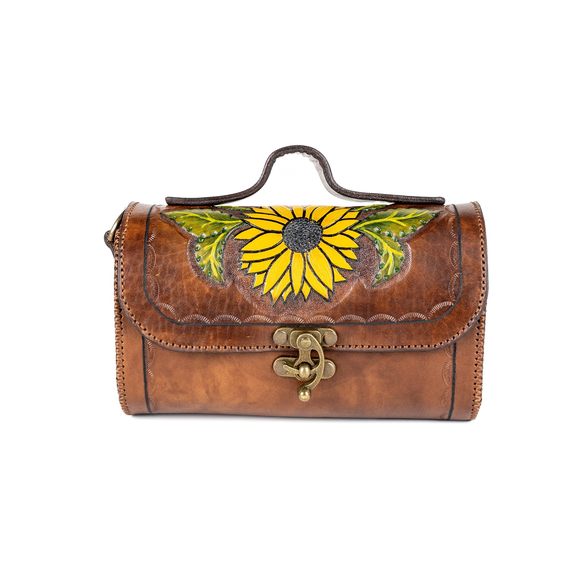 Leila Leather Carved & Crafted Hand Bag - Tan - Handbags Zengoda Shop online from Artisan Brands