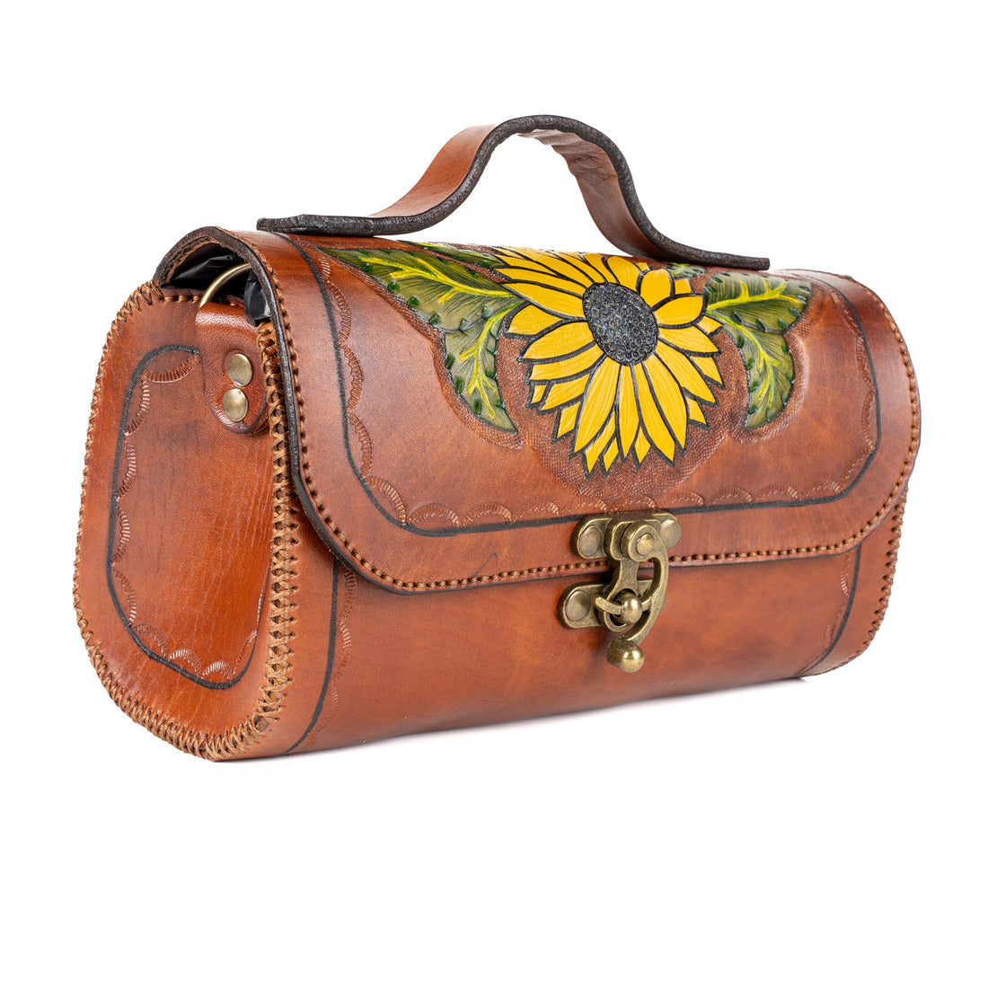 Leila Leather Carved & Crafted Hand Bag - Brown - Handbags Zengoda Shop online from Artisan Brands