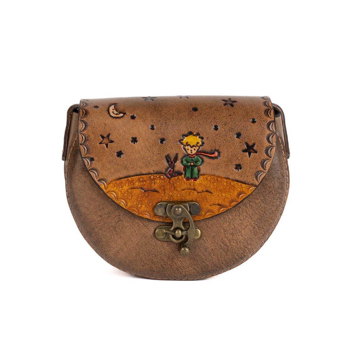 Little Prince Tan Leather Carved & Crafted Hand Bag - Handbags Zengoda Shop online from Artisan Brands
