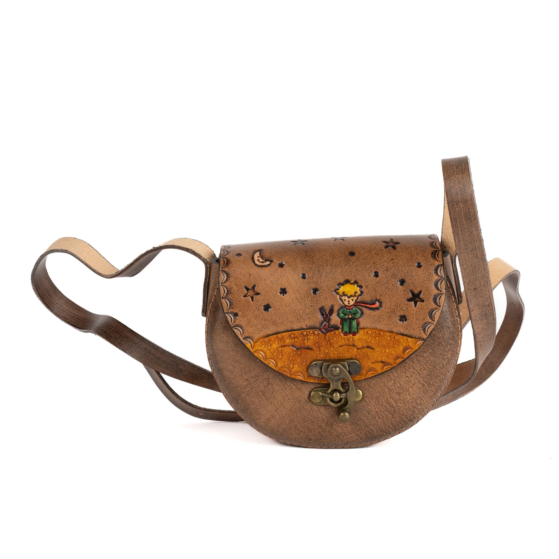 Little Prince Tan Leather Carved & Crafted Hand Bag - Handbags Zengoda Shop online from Artisan Brands