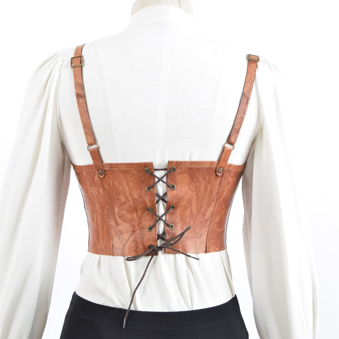 Lucy Cropped Leather Bustier Tan - Zengoda Shop online from Artisan Brands