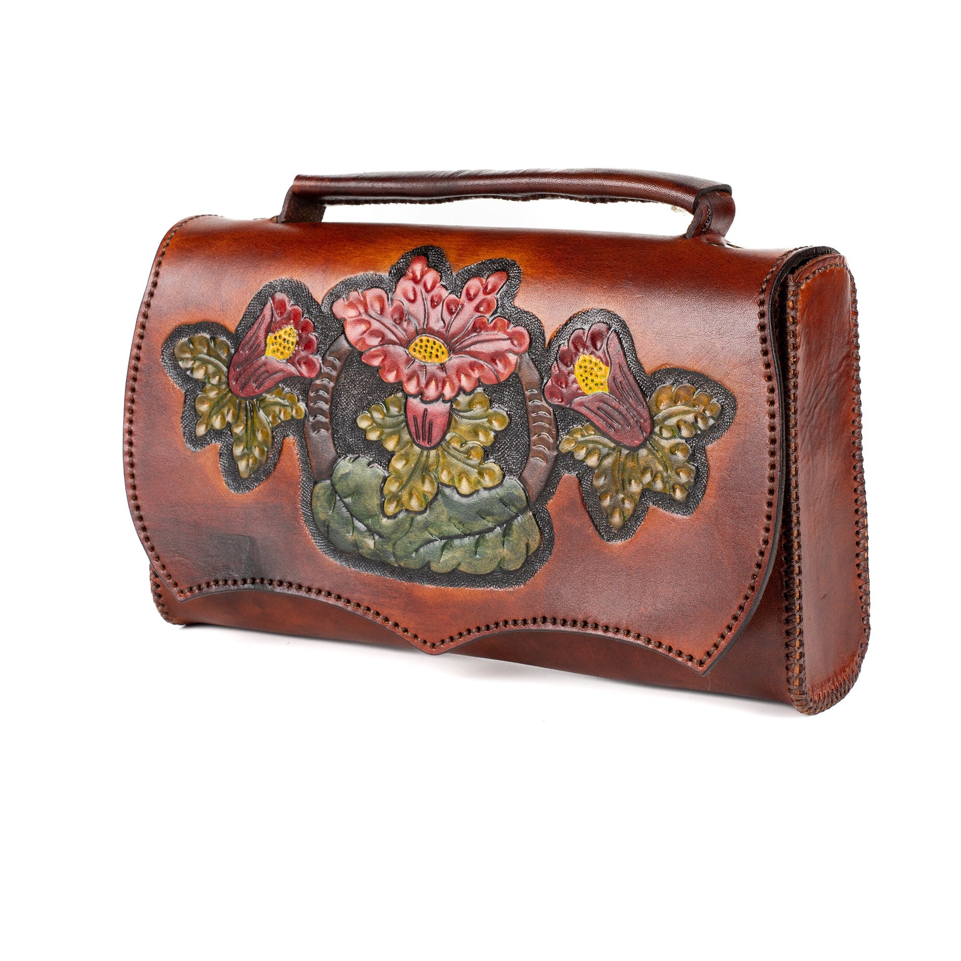 Mylasa Leather Carved & Crafted Hand Bag - Handbags Zengoda Shop online from Artisan Brands