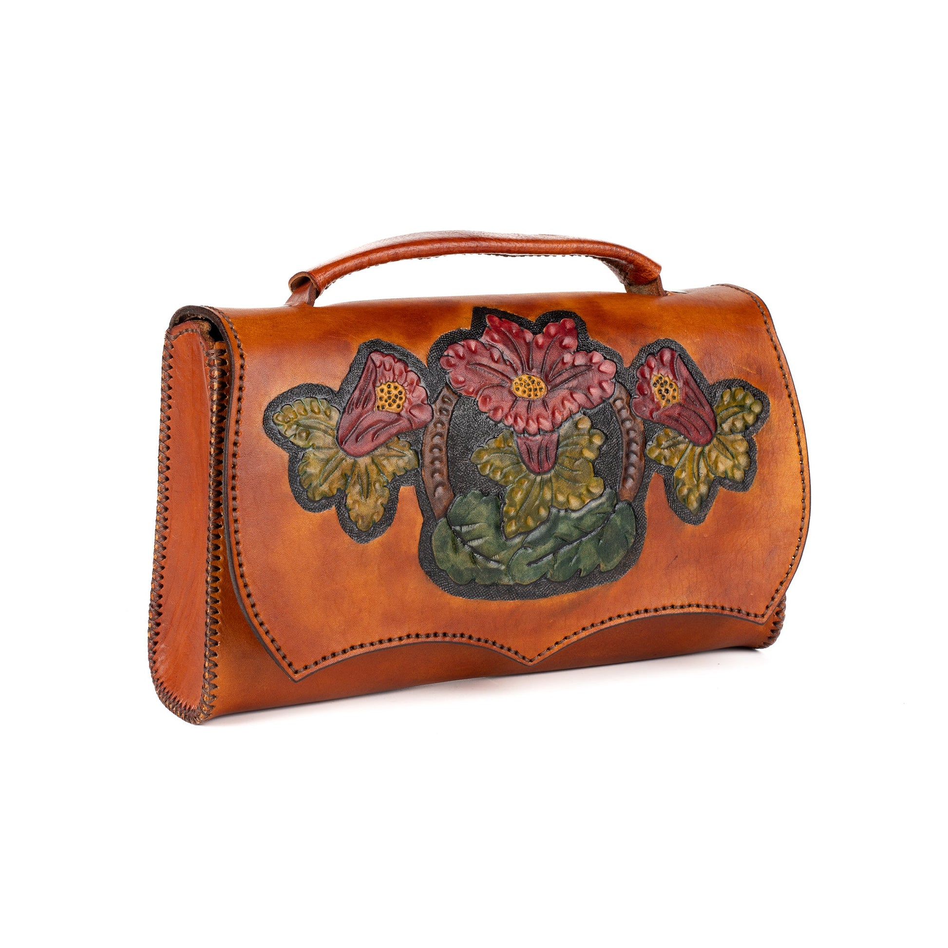 Mylasa Leather Carved & Crafted Hand Bag - Handbags Zengoda Shop online from Artisan Brands