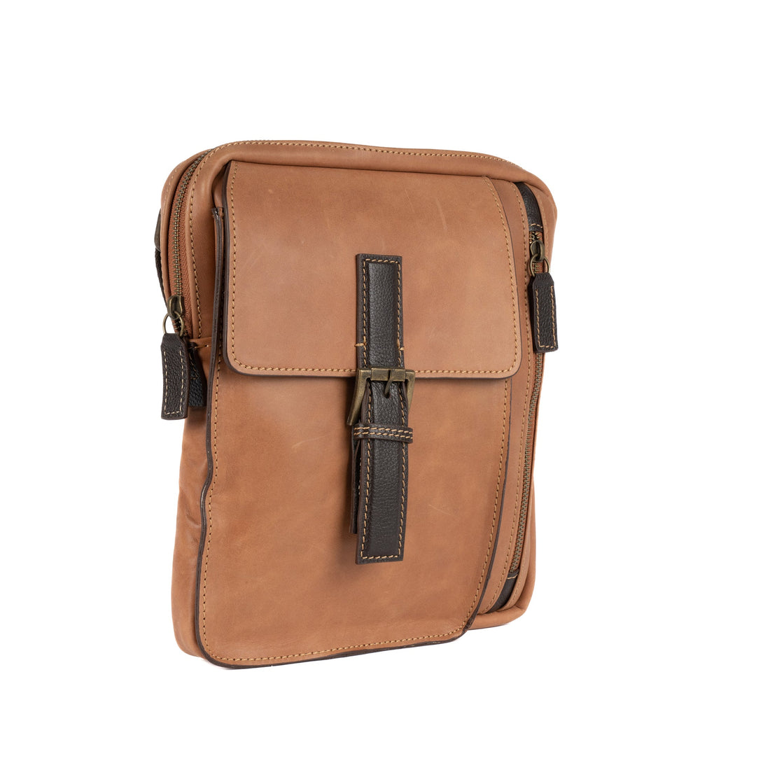 Myndos Leather Messenger Bag - Tan - Bags Zengoda Shop online from Artisan Brands