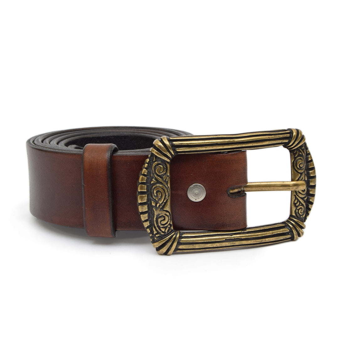 Mythra Vintage Leather Belt Chestnut Brown with Changeable Buckle - Belts Zengoda Shop online from Artisan Brands