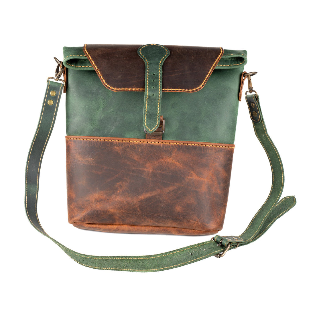 Phaselis Green Leather Crossbody Bag - Bags Zengoda Shop online from Artisan Brands