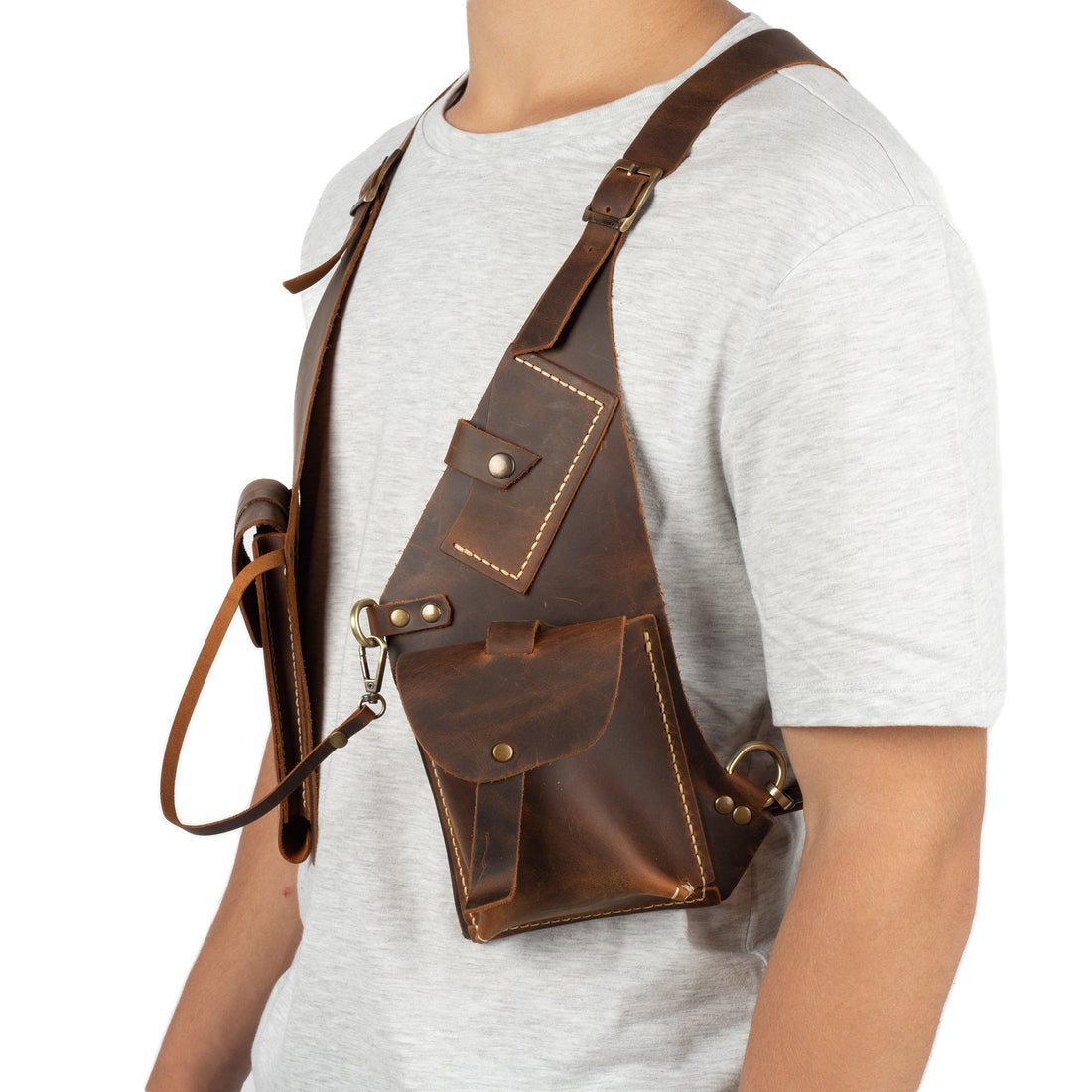 Regulus Brown Shoulder Leather Holster With Pocket - Zengoda Shop online from Artisan Brands