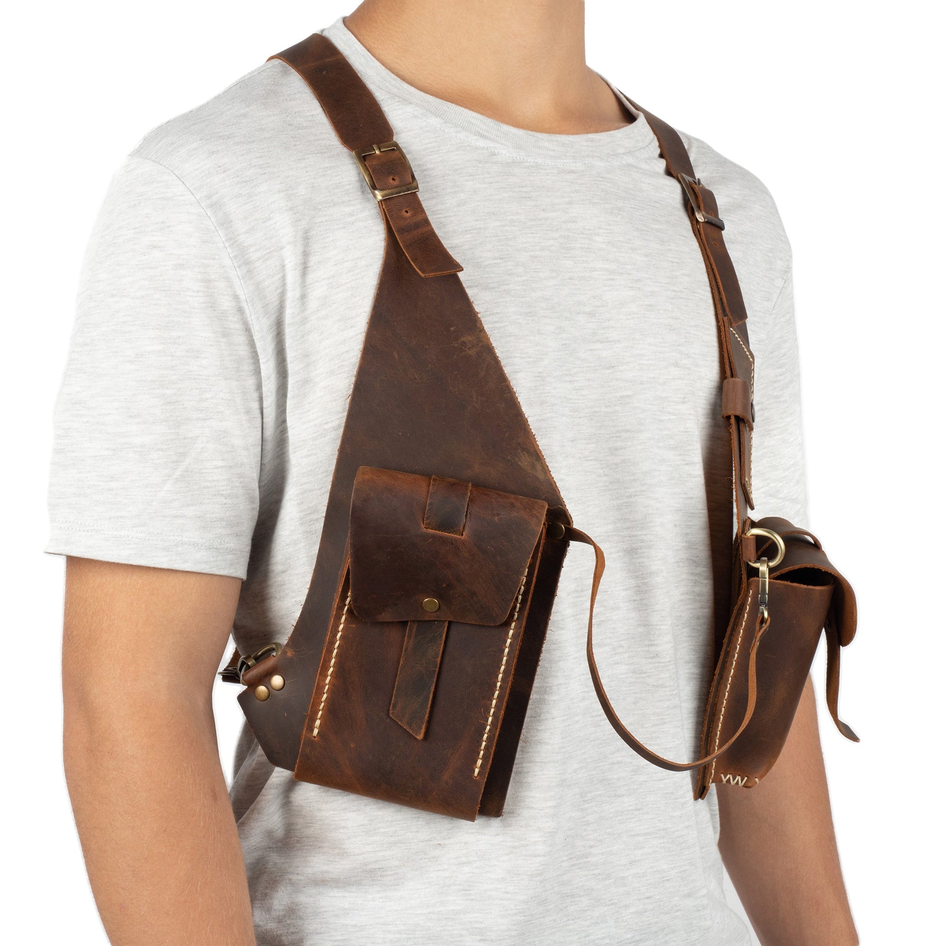Regulus Brown Shoulder Leather Holster With Pocket - Zengoda Shop online from Artisan Brands