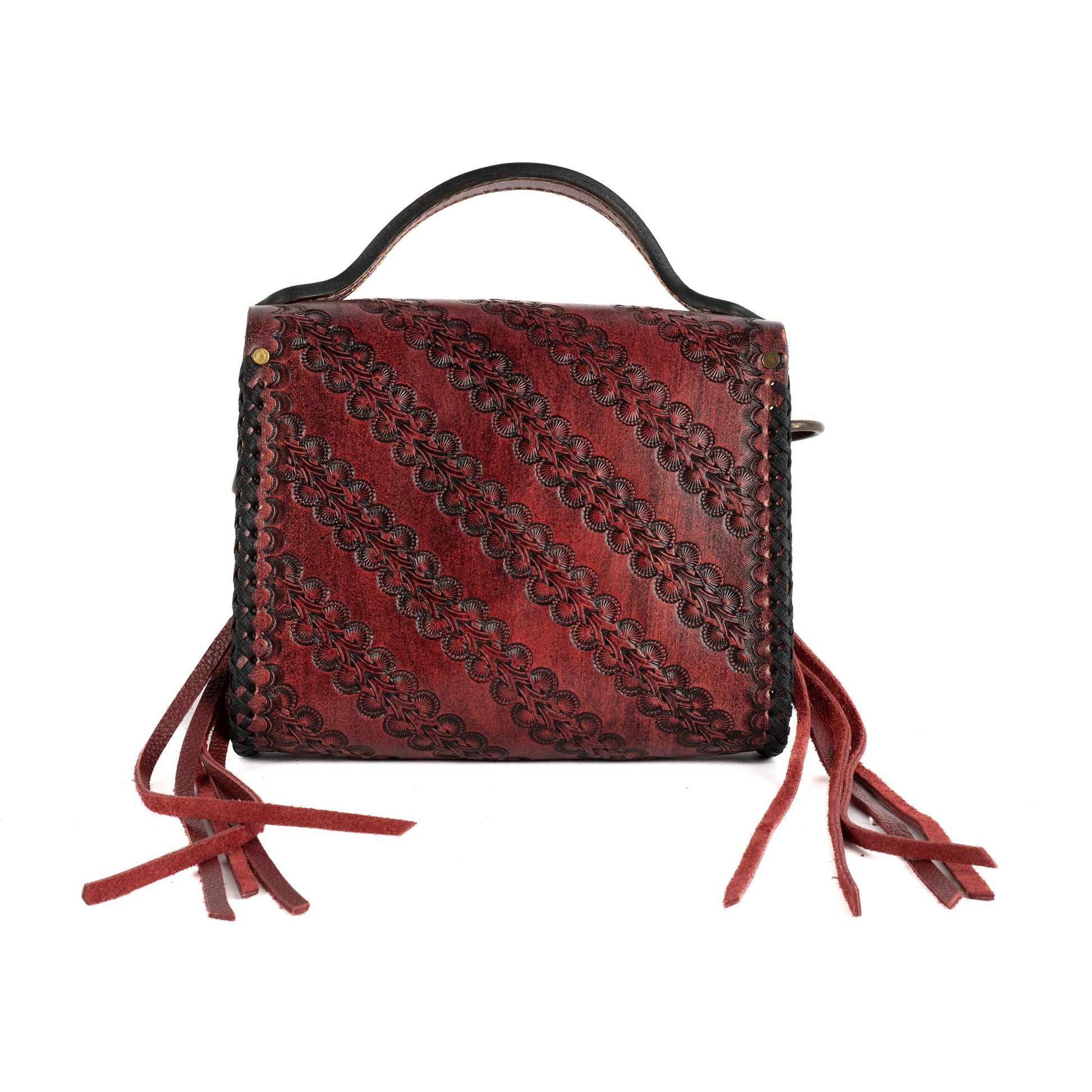 Victoria Red Leather Carved & Crafted Hand Bag - Handbags Zengoda Shop online from Artisan Brands