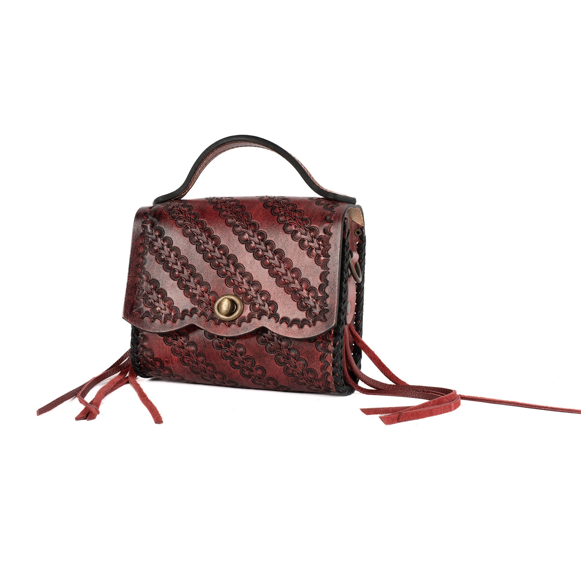 Victoria Red Leather Carved & Crafted Hand Bag - Handbags Zengoda Shop online from Artisan Brands