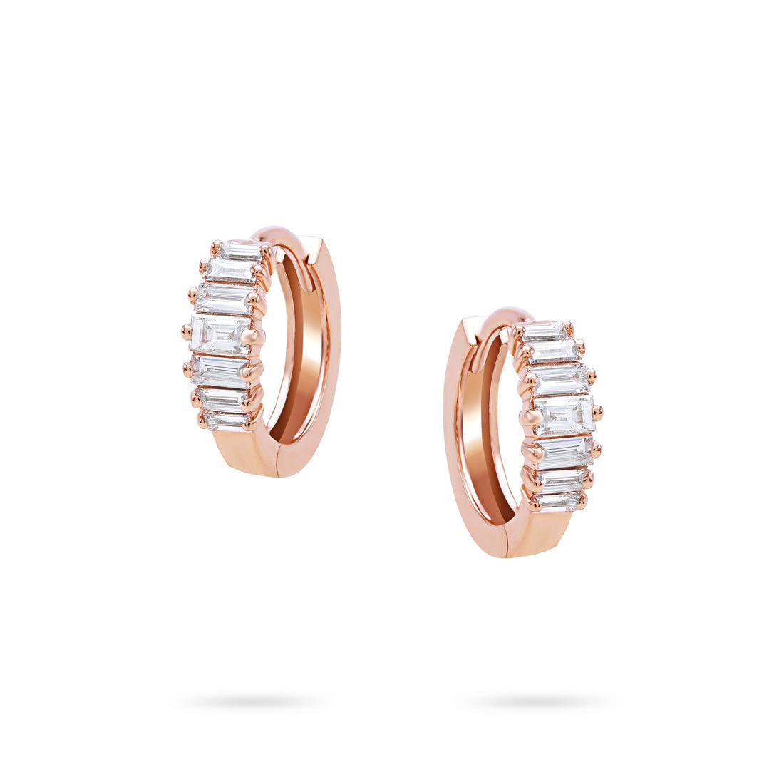 Gilda Jewelry Baguette Hoops | Diamond Earrings | 0.48 Cts. | 14K Gold - Rose / Pair / Diamonds - earring Zengoda Shop