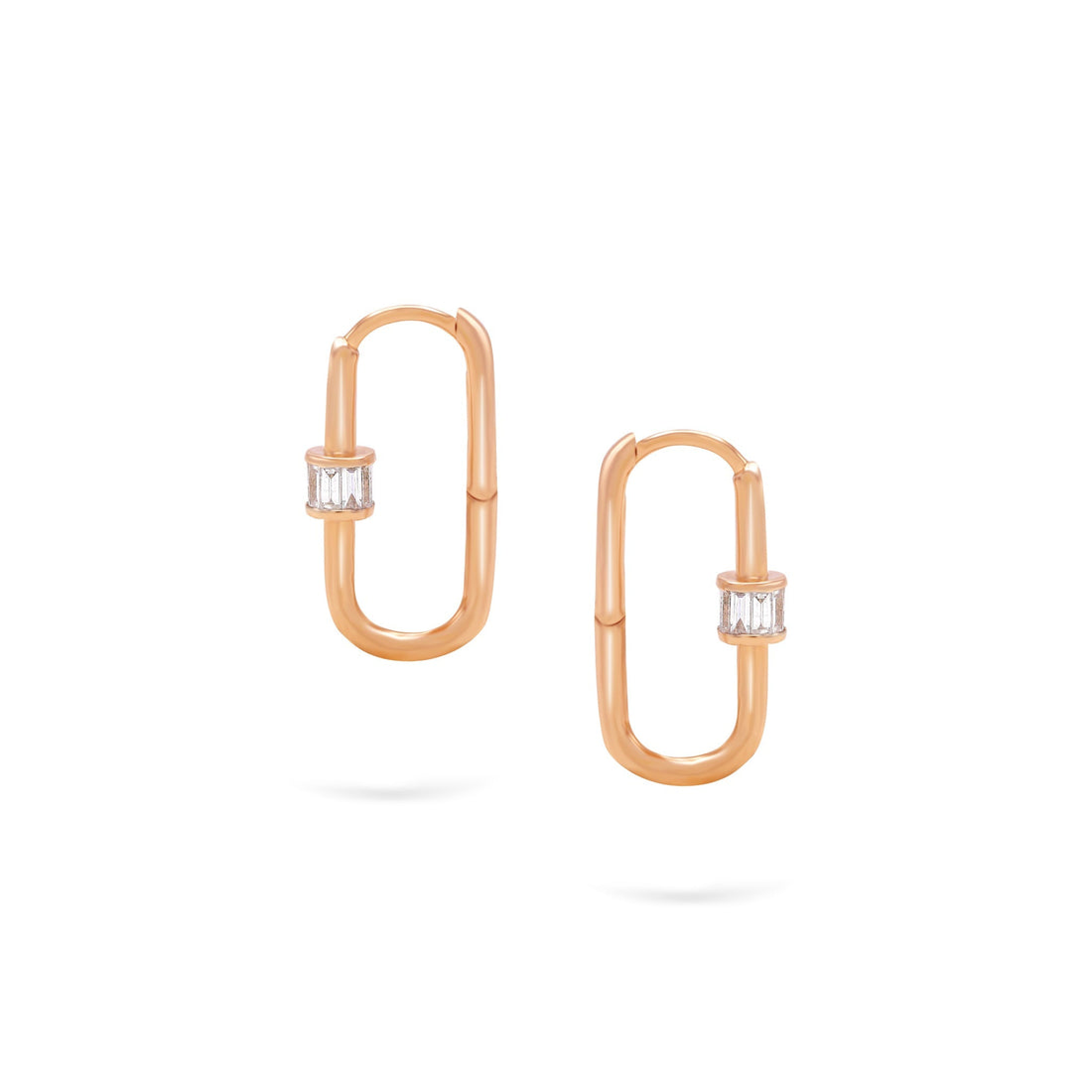 Gilda Jewelry Baguette Hoops | Medium Diamond Earrings | 0.48 Cts. | 14K Gold - Rose / Pair / Diamonds - earring