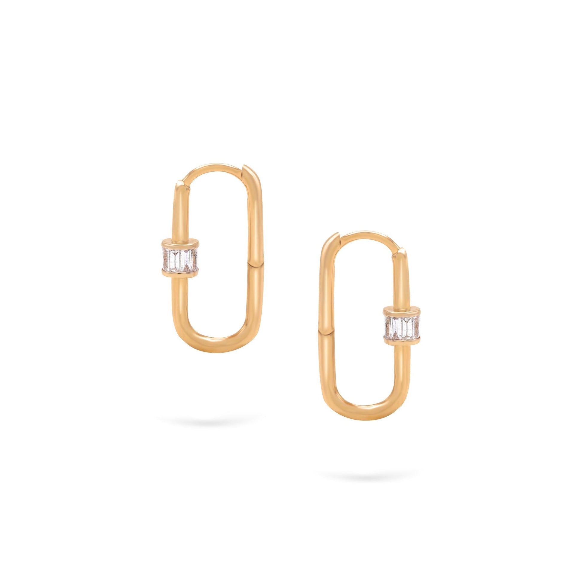 Gilda Jewelry Baguette Hoops | Medium Diamond Earrings | 0.48 Cts. | 14K Gold - Yellow / Pair / Diamonds - earring
