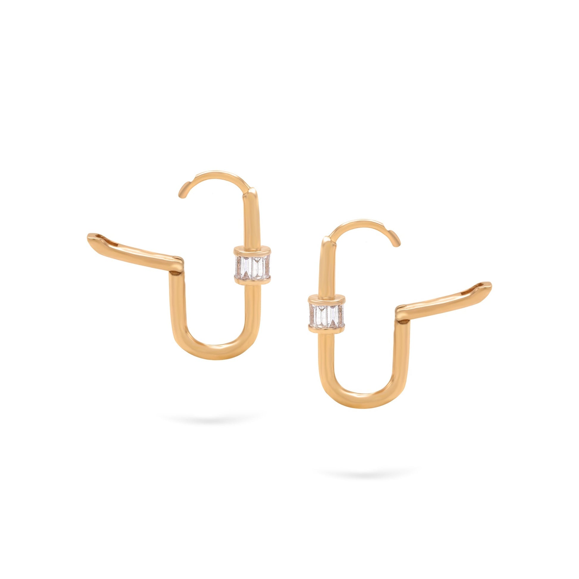 Gilda Jewelry Baguette Hoops | Medium Diamond Earrings | 0.48 Cts. | 14K Gold - earring Zengoda Shop online from